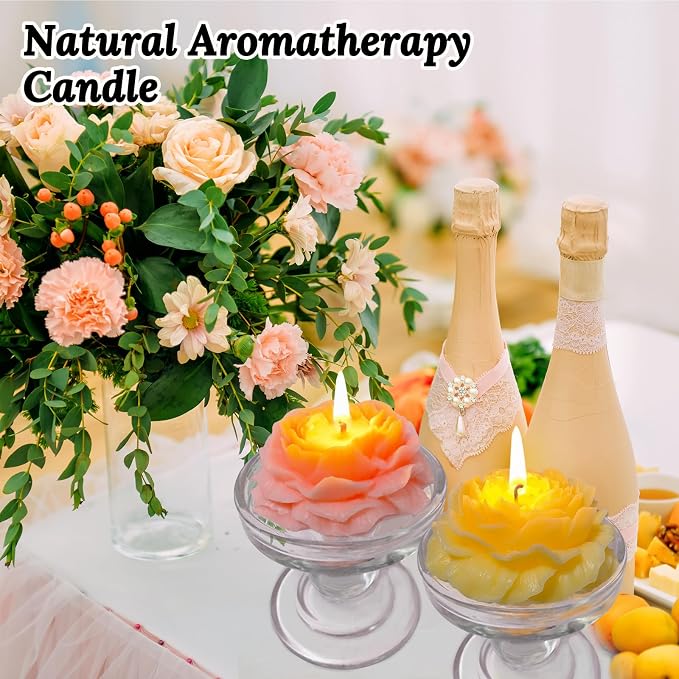 4 Packs Peony Flower Shape Candles - Image 3