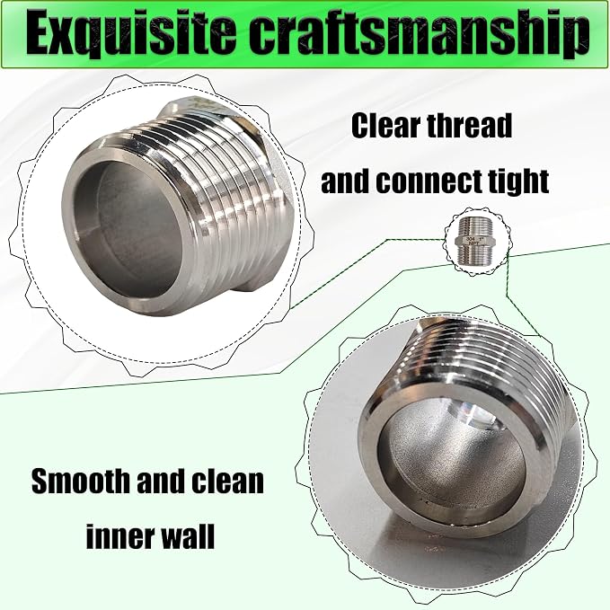 2 Pcs 304 Stainless Steel 1/2" Male to 1/4" Female Reducer Bushing, 1/2 Inch - Image 4