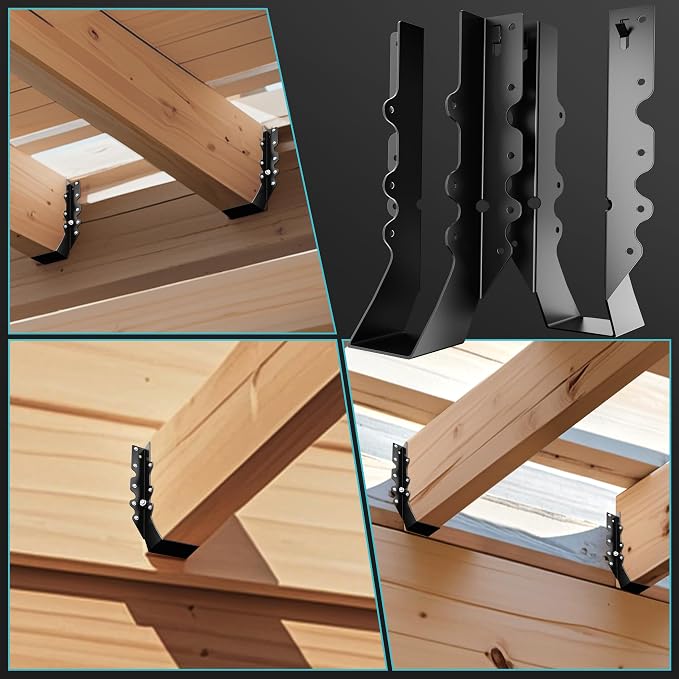 50 Pcs Black Joist Hangers 2X10, 18 Gauge Rafter Brackets, Hurricane Straps - Image 8