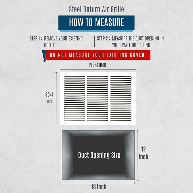 Fits 18x12 Duct Opening | Steel Return Air Grille by Handua | Vent Cover Grill - Image 2