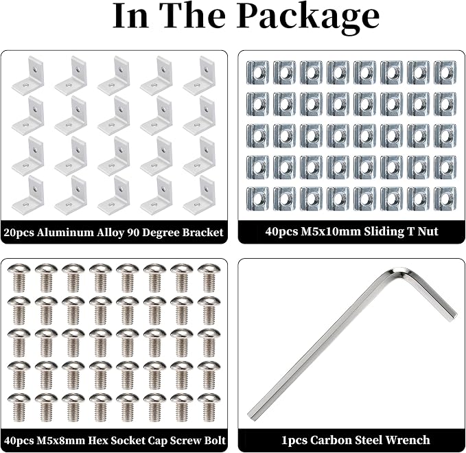 BELLA BAYS 20Series 20Sets Silver 90 Degree Corner Bracket, Standard Corner - Image 3