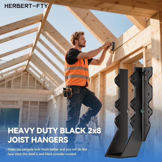 Black 2X8 Joist Hanger Heavy Duty 14 Gauge LU28 Black Face Mount Joist Hangers - Image 7