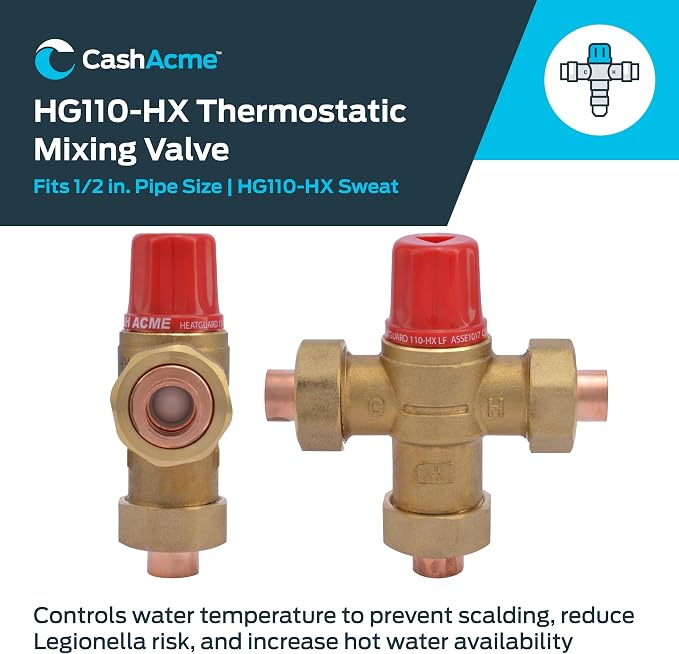 Cash Acme 1/2 Inch HG110-HX Thermostatic Mixing Valve - Image 2