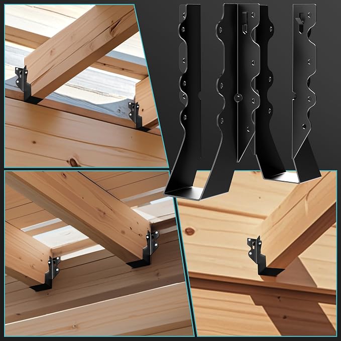 50 Pcs Black Joist Hangers 2x8, 18 Gauge Rafter Brackets, Hurricane Straps - Image 6