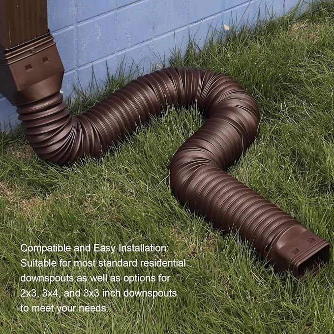 plusgutter Brown 2-Pack Rain Gutter Downspout Extensions Flexible, Drain - Image 5