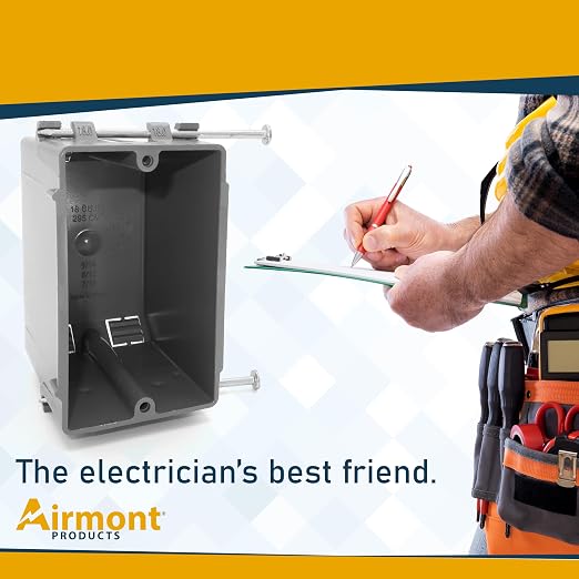 Airmont Products Plastic Electrical Box, Single Gang New Work Junction Box - Image 9