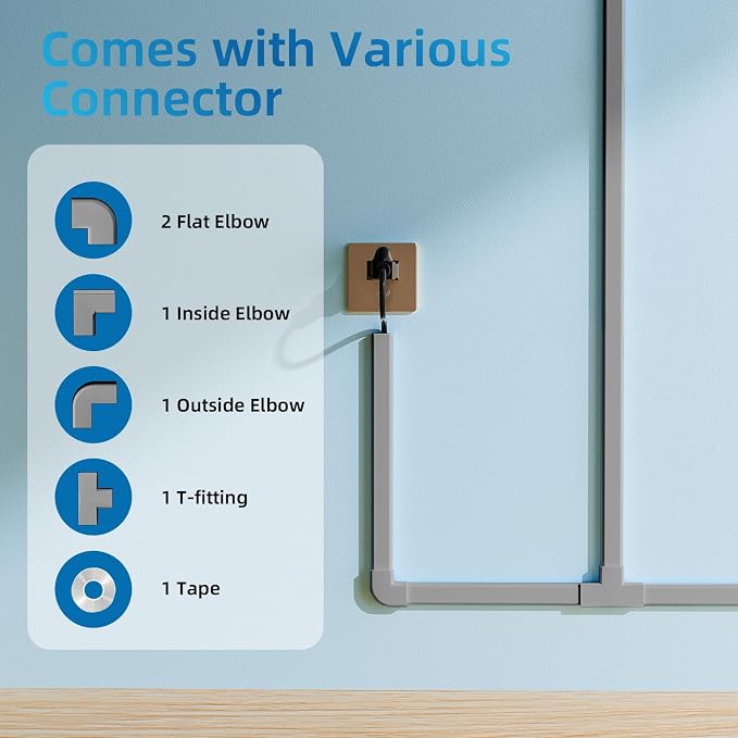 Yecaye 142in Wall Cord Hider for 2-3 Cords, W0.94in H0.47in, On-Wall Cord Cover - Image 3