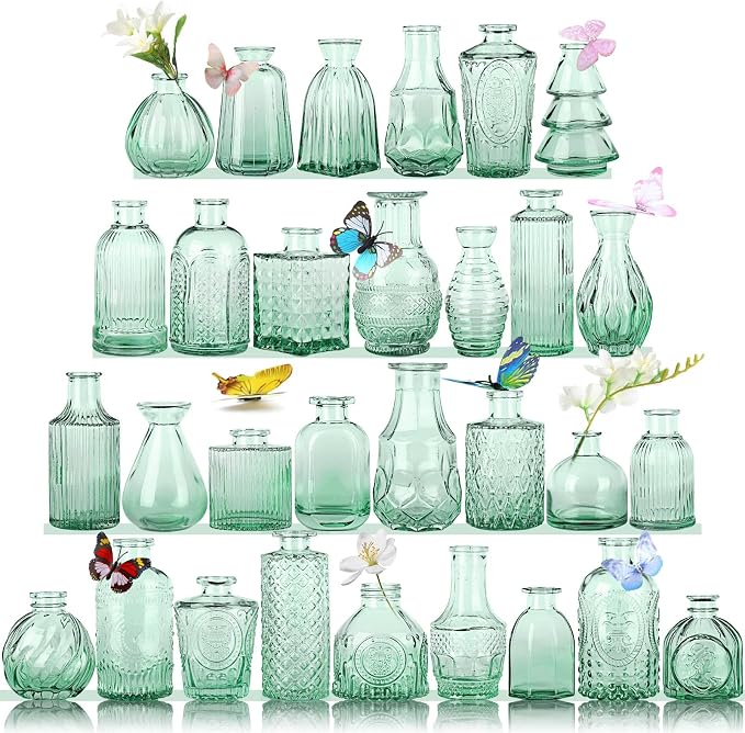 Glass Bud Vases in Bulk Set of 30 Pcs, Small Glass Vases by earthgadgets