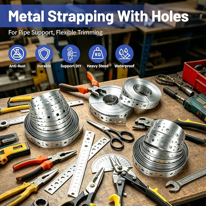 Galvanized Metal Pipe Strap 3/4-Inch x 50-Feet 24-Gauge, Metal Strapping - Image 2