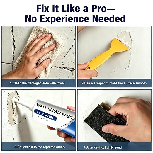 2 PCS Drywall Repair Kit with Scraper, 2026 Upgrade Wall Repair Paste Tube - Image 6
