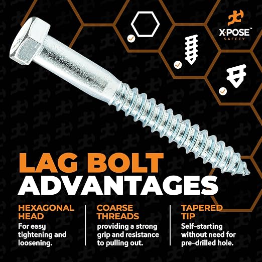 Concrete Anchors Set with 4" Lag Bolt, Lag Shield and Washer - Image 5