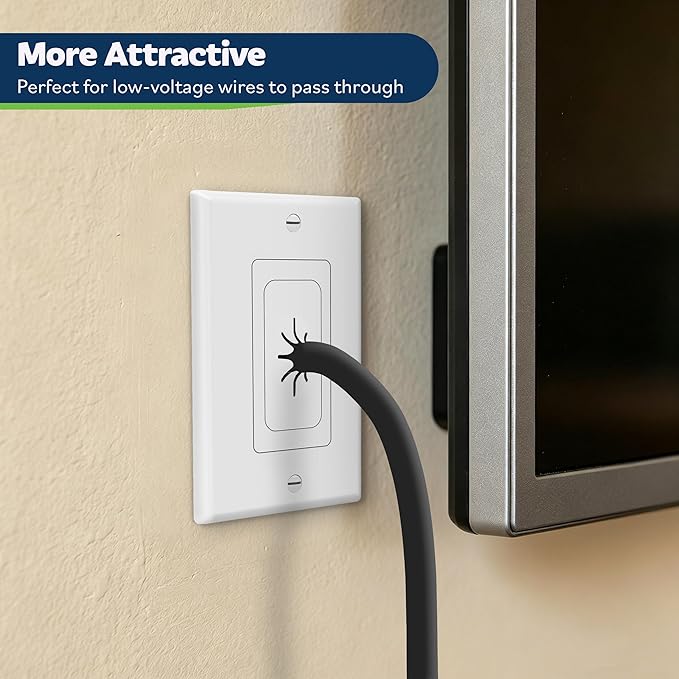 TOPGREENER 1-Gang Flexible Rubber Cable Pass-Through Wall Plate, wall-mount TVs - Image 3