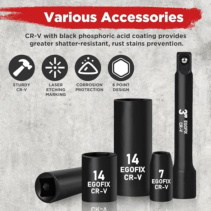 1/4" Ratchet Wrench Socket Set 56 PCS, Metric Shallow Socket and Deep, - Image 3