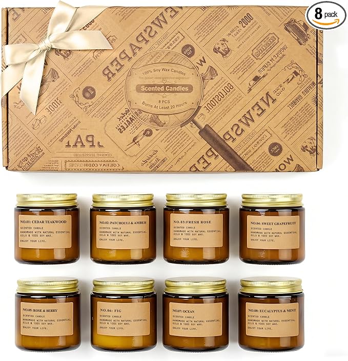 Scented Candles for Home, 8 Pack Soy Wax Candle Set, Scented Candles | Gift Set by FEIBAO
