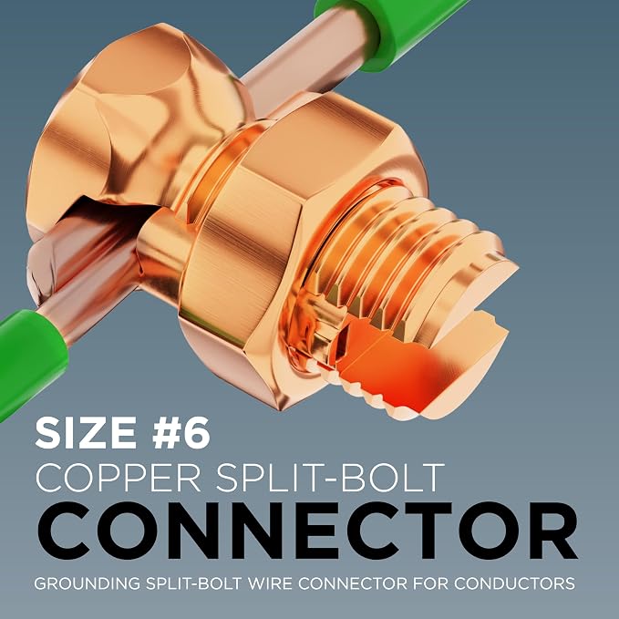 THE CIMPLE CO 1 Pack, Size #6 Copper Split-Bolt Connector 6 AWG - Image 2