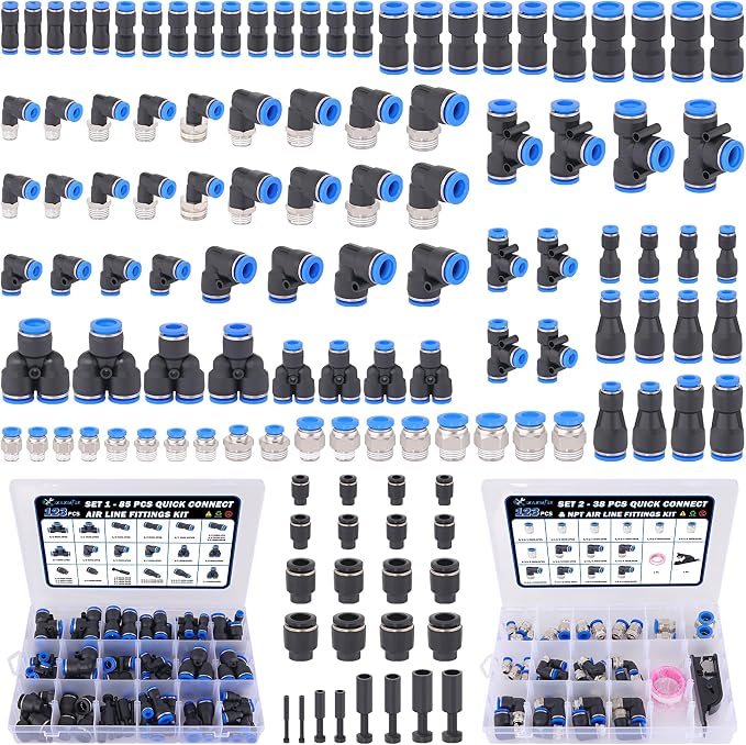 123 Pcs Quick Connect Air Line Fittings Kit Pneumatic Air Fittings | 1/8" 1/4" by XaXmTee