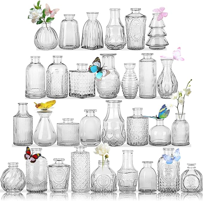 Glass Bud Vases in Bulk Set of 30 Pcs, Small Glass Vases by earthgadgets