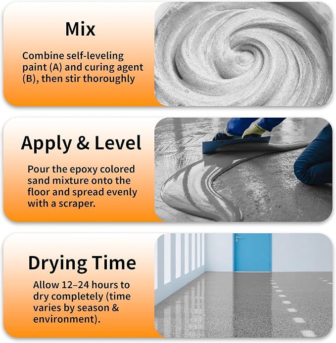 Epoxy Colored Sand Floor Paint, High-Gloss Self-Leveling 35oz, Wear-Resistant & - Image 3
