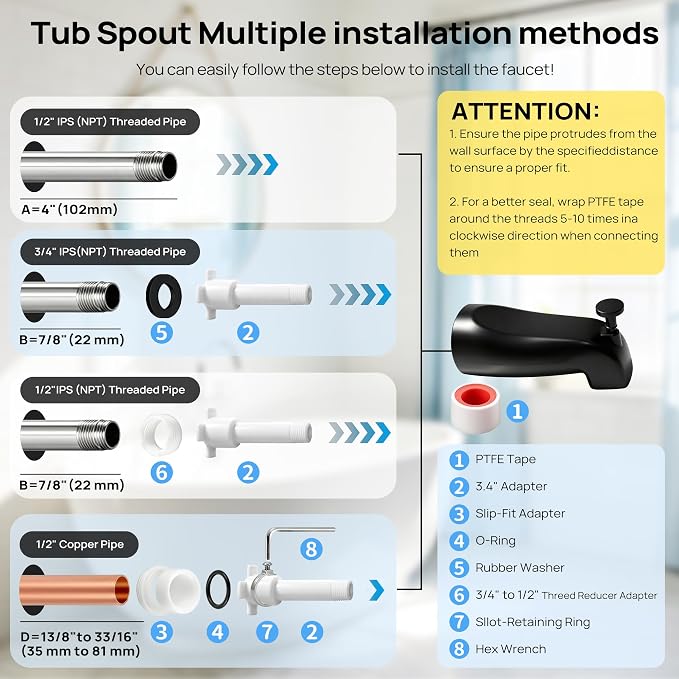 Shower Faucet Trim Kit with Tub Spout, Compatible with Moen Gibson Posi-Temp - Image 4