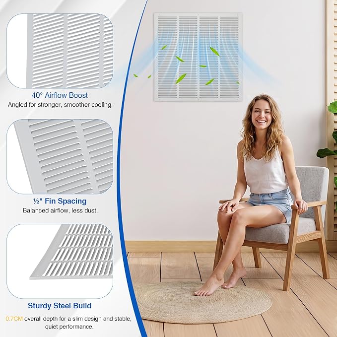 Fancat 24x24 Duct Opening | Steel Return Air Grille | Vent Cover Grill - Image 6