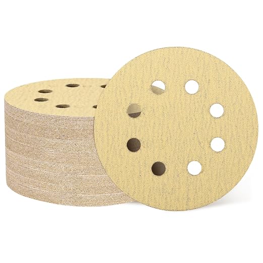 HARFINGTON 1000Pcs 5Inch Sanding Discs 120Grit Yellow Aluminum Oxide 8 Hole | by HARFINGTON