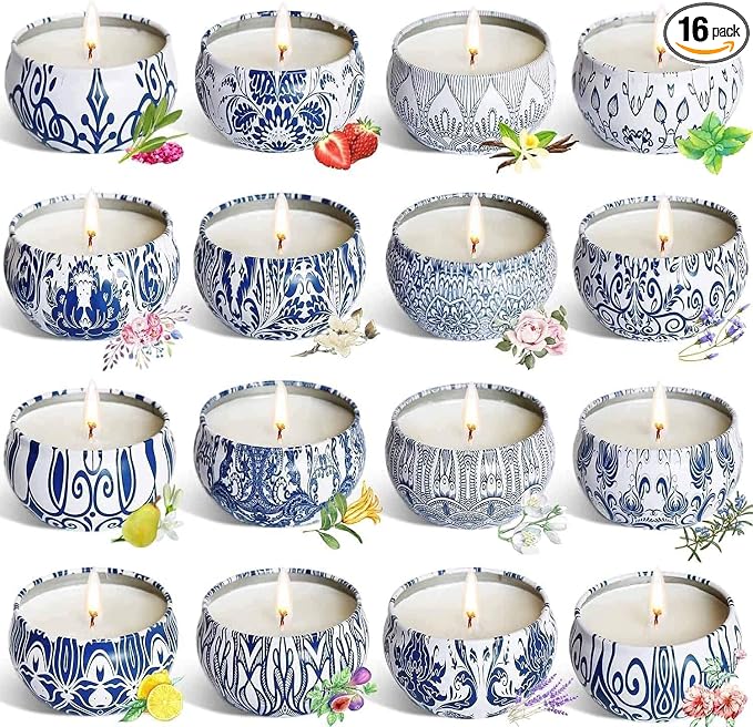 YOROXRG Scented Candles Gifts Set 16 Pack Soy Wax Travel Tin Jar Candles by YOROXRG
