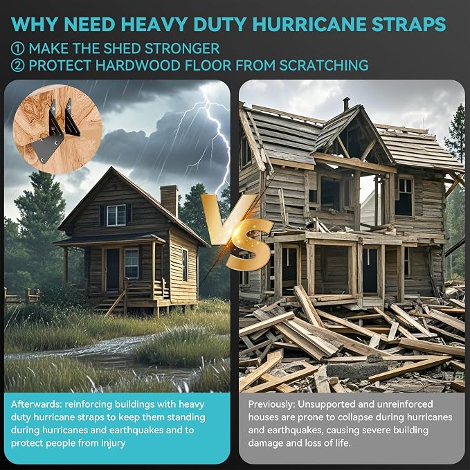20 pcs Hurricane Ties for Rafters, Heavy Duty Black Hurricane Straps, 13-Gauge - Image 5
