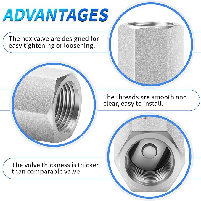 ChillWaves 304 Stainless Steel In-Line Siamese Check Valve 1" NPT Female Thread - Image 4