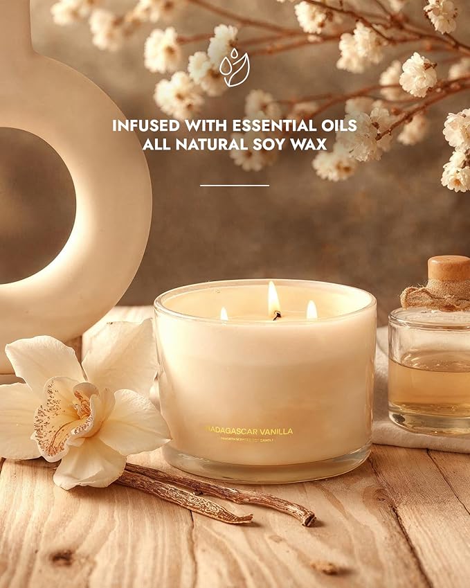 Luxury Vanilla Soy Candles | Large 3 Wick Jar Candle | Up to 50 Hours Burning - Image 2