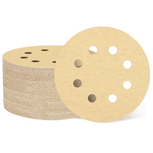 HARFINGTON 200Pcs 5Inch Sanding Discs 180Grit Yellow Aluminum Oxide 8 Hole | by HARFINGTON
