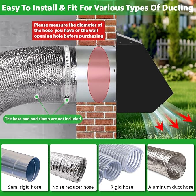 4Inch Dryer Vent Cover Outside, Hooded Wall Vent - Image 6