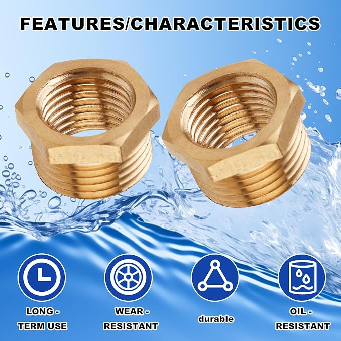 36pcs Brass Reducer Hex Bushing, 1/4 Inch to 1/8 Inch NPT Female Adapter | - Image 5