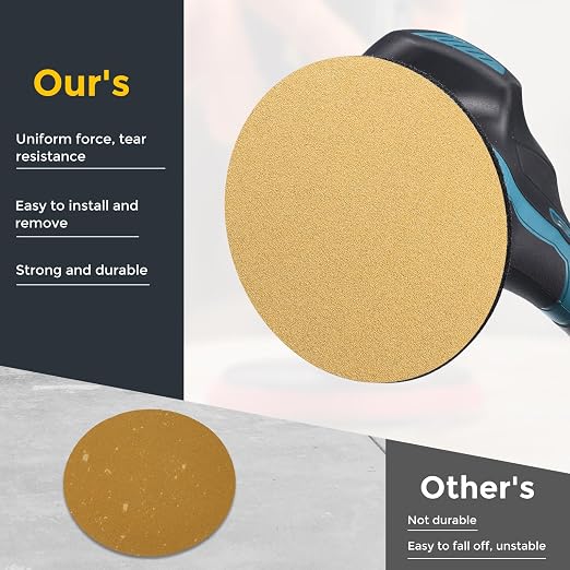 HARFINGTON 100 Pcs 5 Inch Sanding Discs 120 Grit Yellow Aluminum Oxide | Hook - Image 4