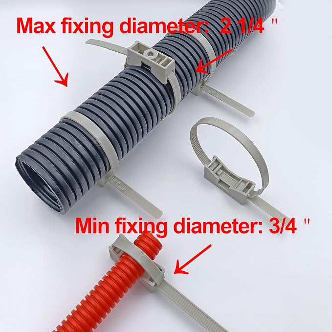 Pipe Wall Bracket with Zip Ties Mount, PVC Pipe Suspension Hanger, Pipe Clamps - Image 2