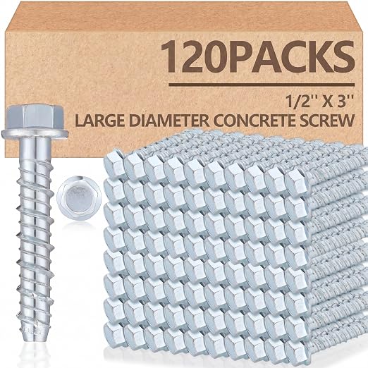 Tandefio 120 Pack 1/2 x 3 Concrete Anchors and Screw Kits Galvanized | Large by Tandefio