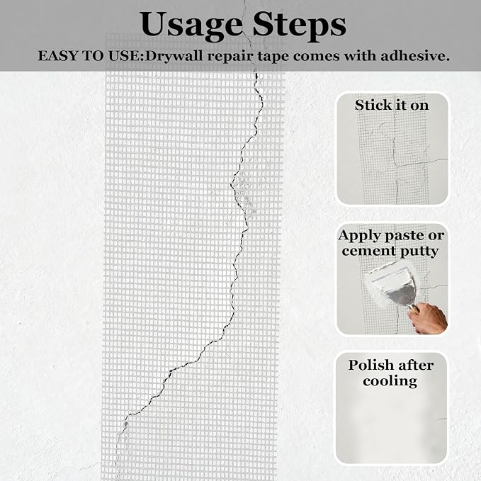 Drywall Mesh Tape, 6IN X 90FT 100% Fiberglass 8 Mesh Self Adhesive | Drywall - Image 5