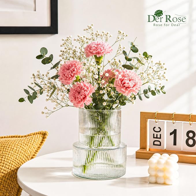 Der Rose 5.5" x 7.1" Ribbed Flower Vase Wide Mouth Vase - Image 6