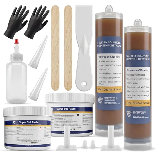 Concrete Crack Injection Kit DIY Basement Wall Crack Repair Polyurethane Leak - Image 2
