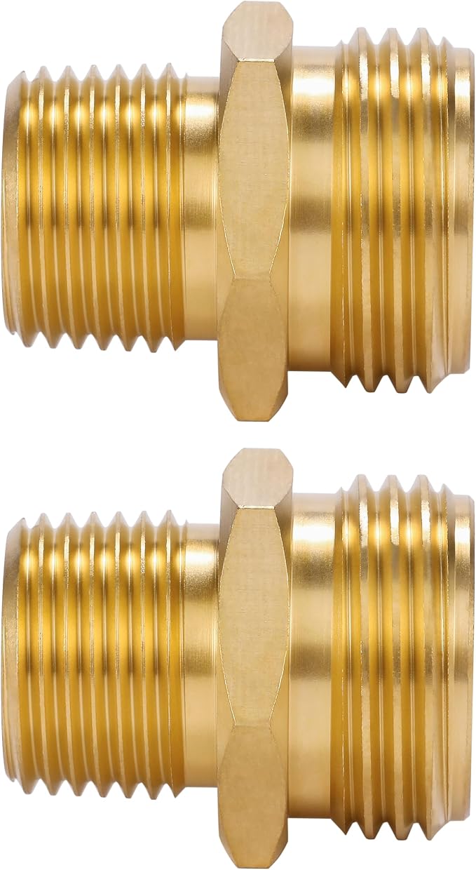 2 Pack 3/4" GHT to 3/4" NPT Male Connector, Brass Garden Hose Fitting, Male - Image 4