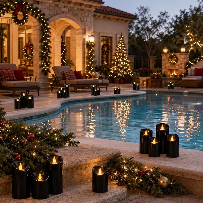 Flameless Candles 4" 5" 6" Set of 6 Outdoor Indoor Pillars Battery Operated - Image 2