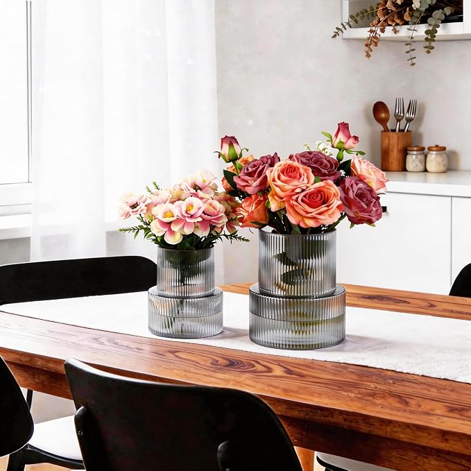 Ribbed Glass Vases for Bouquet, Modern Vase for Living Room, Coffe Table - Image 6