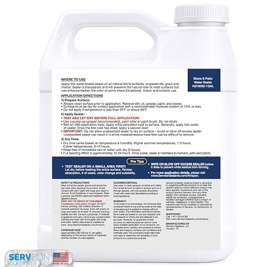 Natural Stone & Patio Sealer Waterproofer 1 Gal | Outdoor Indoor Natural Stone - Image 9
