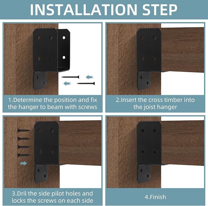 8pcs Black Caps Tie Bracket for 2x4 - Image 7