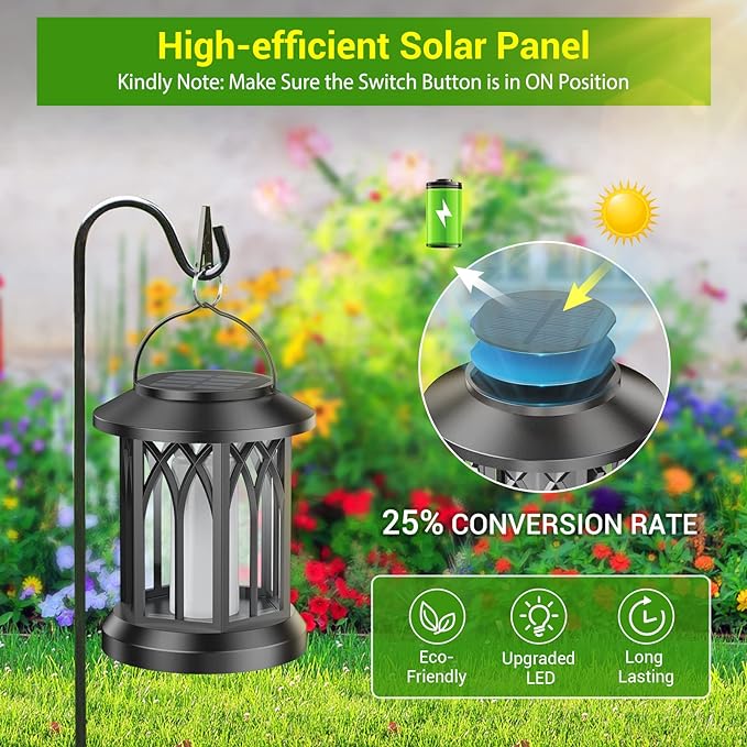 KOOPER Hanging Solar Lights Lantern Outdoor, Flickering Flames Solar Outdoor - Image 4