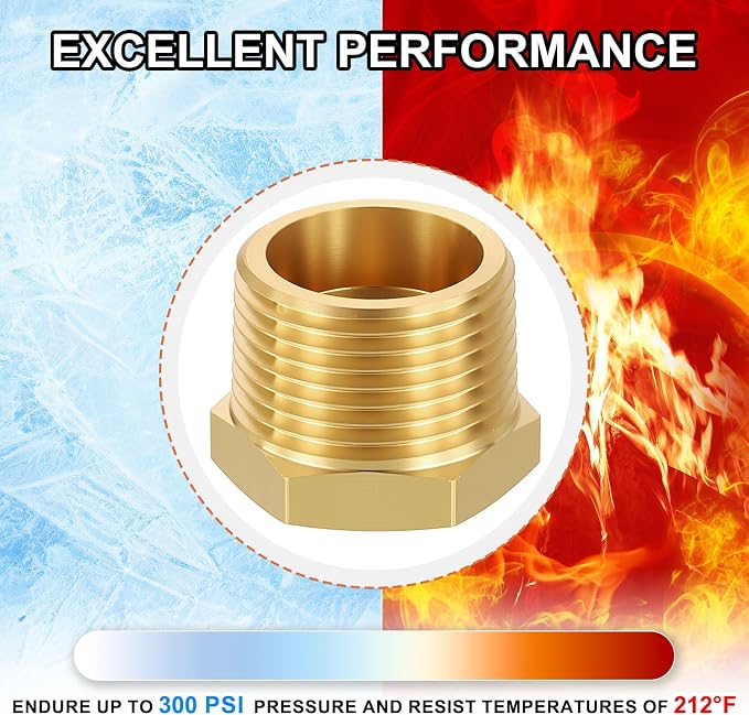1 Pack Male to FeMale Adapters, 3/4" MNPT x 3/8" FNPT Threaded Brass Hex - Image 7
