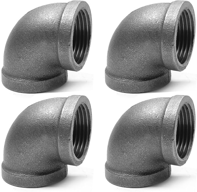 Black Cast Iron 90 Degree Elbow, Female Pipe Fitting, 1 Inch Size, by SNGSPKPipeFittings