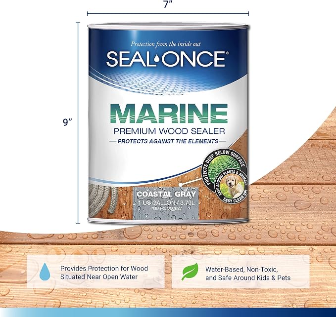 SEAL-ONCE Marine Ready Mix Wood Sealer and Stain, Coastal Gray, 1 Gallon | - Image 2