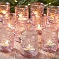 24 Pack Clear Glass Votive Candle Holders, Vintage Candle Holder by Qipecedm