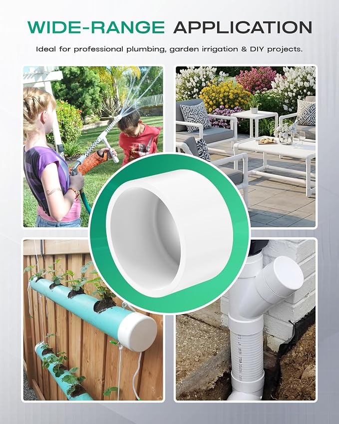 1-1/2 Inch PVC Cap, Fits Standard SCH40 1-1/2" PVC Pipe Fittings, Garden & - Image 7