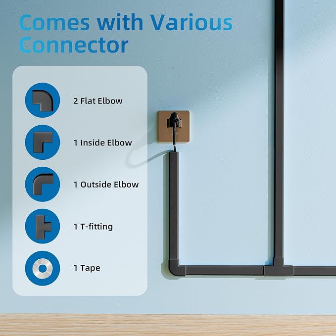 Yecaye 142in Wall Cord Hider for 2-3 Cords, W0.94in H0.47in, On-Wall Cord Cover - Image 3